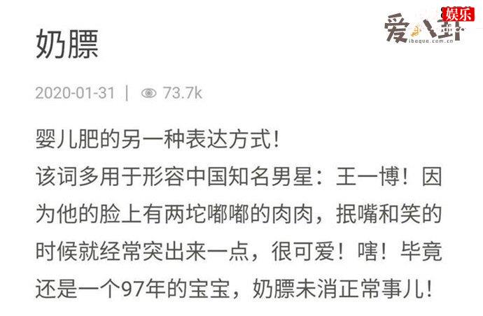 奶膘王一博是什么意思