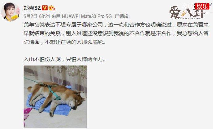 郑爽深夜发文