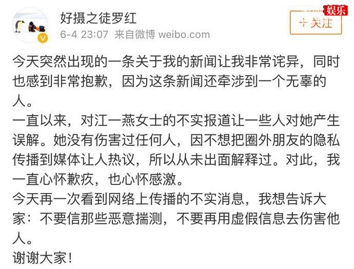 罗红的声明