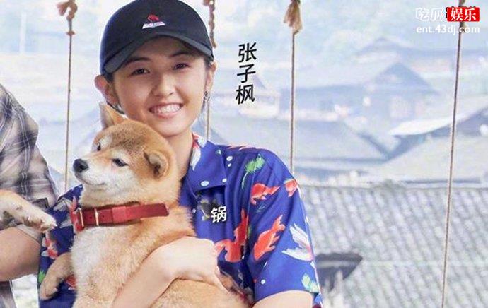 妹妹张子枫抱狗姿势