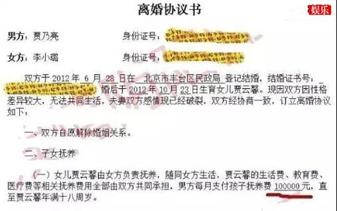 网曝离婚协议书