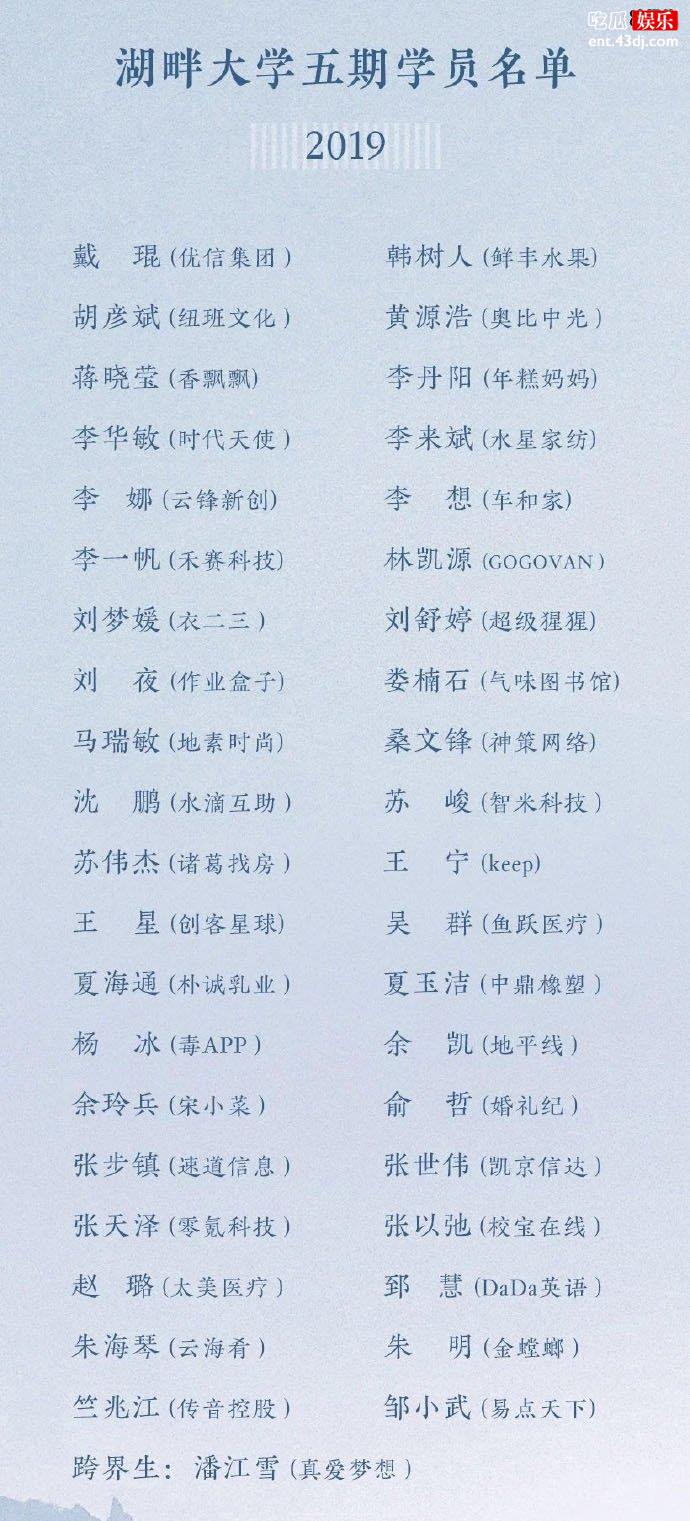 湖畔大学第五期学员名单
