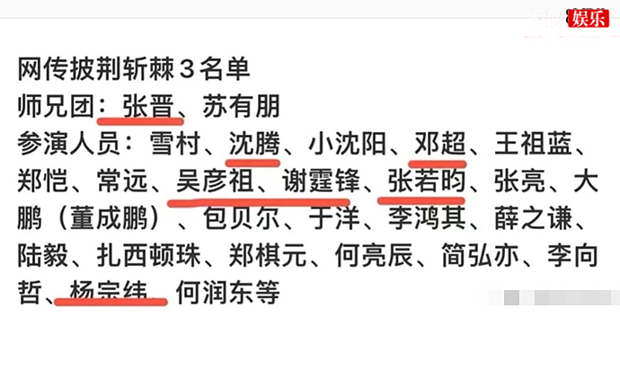 网传披荆斩棘第三季拟邀名单