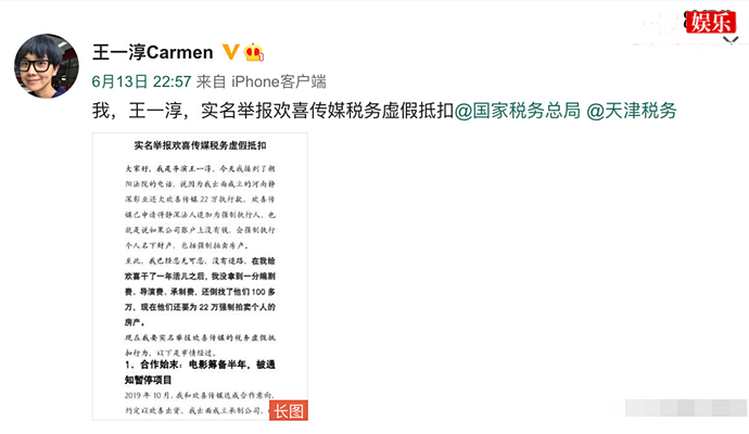 王一淳举报欢喜传媒税务虚假抵扣