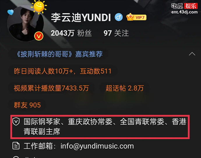 李云迪头衔