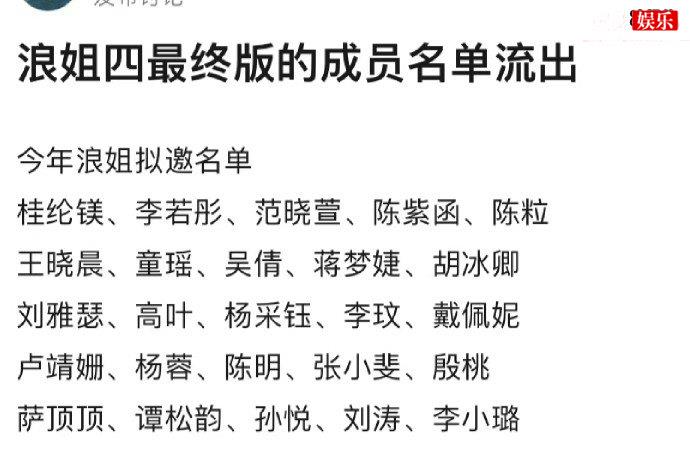 乘风破浪四拟邀名单